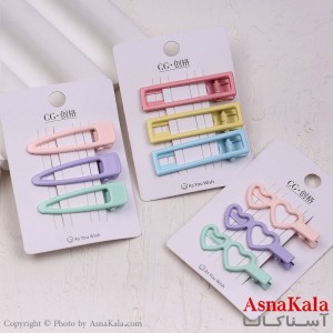 گیره مو زنانه انبری کارتی پینترستی آبنباتی مجموعه 3عددی کد HAIR13684W