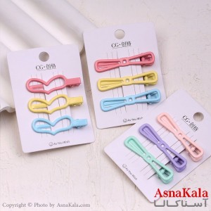 گیره مو زنانه انبری کارتی پینترستی آبنباتی مجموعه 3عددی کد HAIR13685W