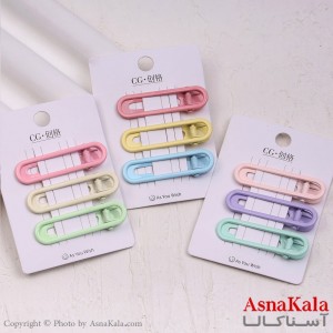 گیره مو زنانه انبری کارتی پینترستی بیضی مجموعه 3عددی کد HAIR13687W