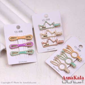 گیره مو زنانه انبری کارتی آبنباتی مجموعه 3عددی کد HAIR13698W