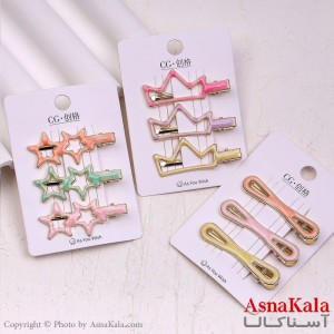 گیره مو زنانه انبری کارتی آبنباتی مجموعه 3عددی کد HAIR13699W