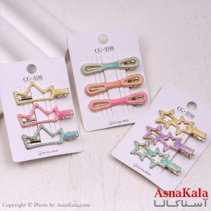 گیره مو زنانه انبری کارتی آبنباتی مجموعه 3عددی کد HAIR13700W