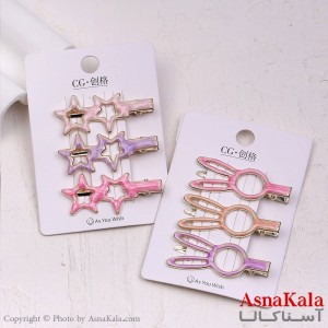 گیره مو زنانه انبری کارتی آبنبات رنگی مجموعه 3عددی کد HAIR13702W