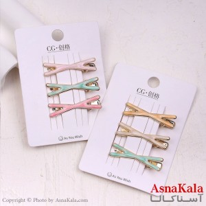 گیره مو زنانه انبری کارتی آبنبات رنگی مجموعه 3عددی کد HAIR13704W
