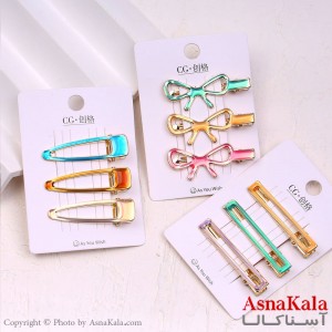 گیره مو زنانه انبری کارتی شبرنگ کیوت مجموعه 3عددی کد HAIR13707W