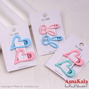 گیره مو زنانه انبری کارتی فانتزی خرسی و قلبی جفتی کد HAIR13710W