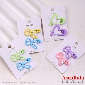 گیره مو زنانه انبری کارتی فانتزی خرسی و قلبی جفتی کد HAIR13712W