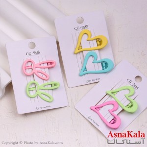 گیره مو زنانه انبری کارتی فانتزی خرسی و قلبی جفتی کد HAIR13713W