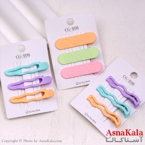 گیره مو زنانه انبری کارتی  پینترستی رنگی مجموعه 3عددی کد HAIR13724W