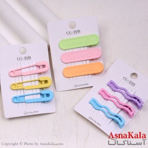 گیره مو زنانه انبری کارتی رنگی مجموعه 3عددی کد HAIR13726W