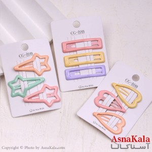 گیره مو تق تقی کارتی مینیمال مجموعه 3عددی کد HAIR13734W