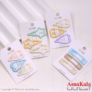 گیره مو تق تقی کارتی مینیمال رنگی مجموعه 3عددی کد HAIR13735W