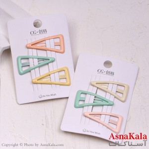 گیره مو تق تقی کارتی مینیمال مثلث مجموعه 3عددی کد HAIR13738W