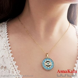 گردنبند دخترانه استیل 316 مدل چشم نظر آبی کد GNB16777W