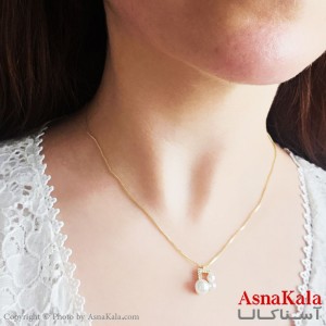 گردنبند کره ای دخترانه استیل 316 مدل دو گوی طلایی  کد GNB16780W