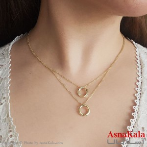 گردنبند کره ای دولاین زنانه استیل 316 مدل دوحلقه  طلایی  کد GNB16783W