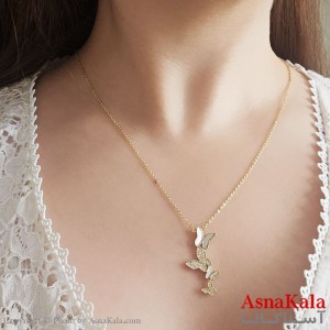 گردنبند کره ای زنانه استیل 316 مدل پروانه نگیندار طلایی کد GNB16786W