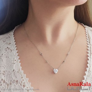 گردنبند کره ای  زنانه استیل 316 مدل قلب نقره ای کد GNB16787W