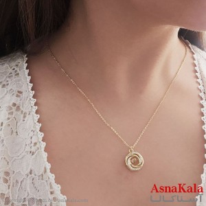 گردنبند کره ای زنانه استیل 316 مدل کهکشان نگیندار طلایی کد GNB16788W