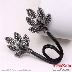 باندفر مو زنانه مجلسی مدل برگ نگین مشکی کد HAIR13772W