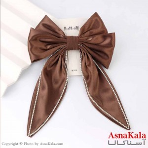 گیره مو زنانه مدل پاپیون فرانسوی ساتن نگینی جنس خارجی کد HAIR13781W
