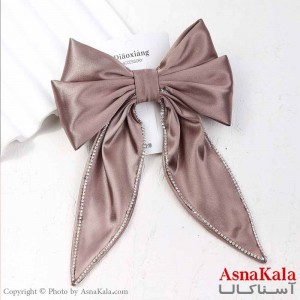 گیره مو زنانه مدل پاپیون فرانسوی ساتن نگینی کد HAIR13788W
