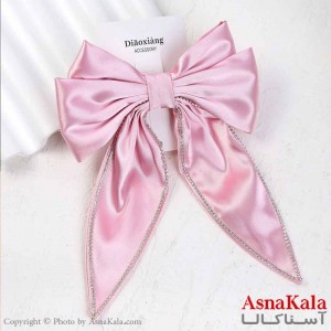 گیره مو زنانه مدل پاپیون فرانسوی ساتن نگینی کد HAIR13792W