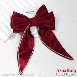 گیره مو زنانه مدل پاپیون فرانسوی ساتن نگینی کد HAIR13794W