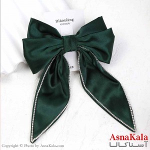 گیره مو زنانه مدل پاپیون فرانسوی ساتن نگینی کد HAIR13795W