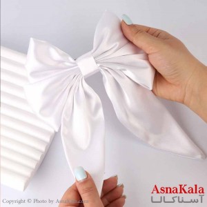 گیره مو زنانه مدل پاپیون فرانسوی ساتن ساده رنگ سفید کد HAIR13800W