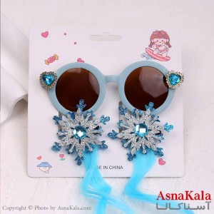 گیره مو دخترونه ریسه ای رنگی و عینک فانتزی مدل برف آبی کد HAIR13811W