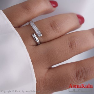 انگشتر زنانه استیل مدل خطی نقره ای کد ANG19494W