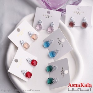 گوشواره آویز زنانه مدل مربع تاجی استیل 316 کد GSH15602W