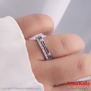 انگشتر زنانه استیل مدل زنجیره ای نقره ای کد ANG19510W
