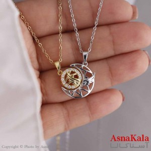 گردنبند ست دو نفره استیل 316 مدل ماه و خورشید طرح فرشته کد GNB16804W