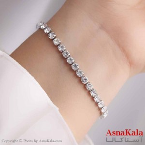 دستبند زنانه پینترستی استیل 316 مدل نگین تنیسی کد DSB18564W