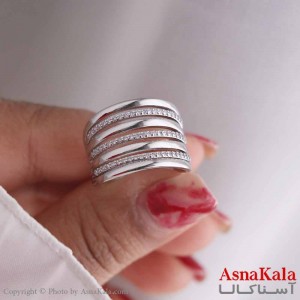 انگشتر زنانه استیل مدل لاینی نقره ای کد ANG19543W