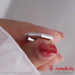انگشتر زنانه استیل مدل هشت ضلعی نگینی نقره ای کد ANG19552W