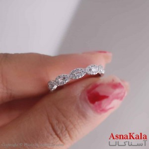 انگشتر زنانه استیل مدل متصل نگینی نقره ای کد ANG19553W