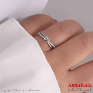 انگشتر زنانه استیل مدل  گره ریز نقره ای کد ANG19568W