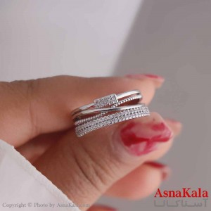 انگشتر زنانه استیل مدل  مینیمال نگین نقره ای کد ANG19573W