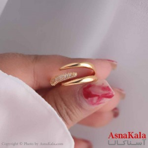 انگشتر زنانه استیل مدل نیزه ای نگین طلایی کد ANG19577W