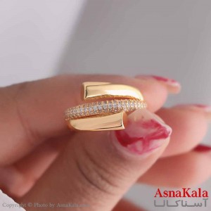 انگشتر زنانه استیل مدل  خطی طلایی کد ANG19582W