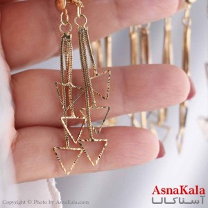 گوشواره آویز زنانه طلاروس مثلثی کد GSH15611W