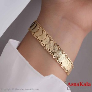 دستبند زنانه طلاروس مدل سکه مینی طلایی کد DSB18578W