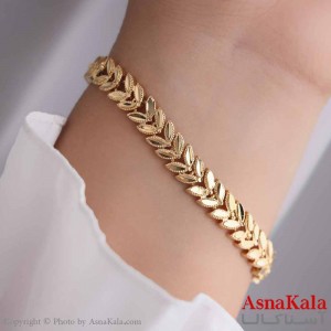 دستبند زنانه طلاروس مدل قلب مینی طلایی کد DSB18579W