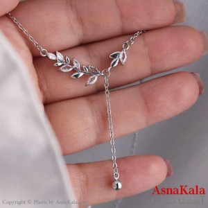 گردنبند استیل 316 مدل خوشه ای نقره ای کد GNB16819W