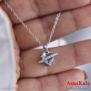گردنبند پینترستی دخترانه استیل 316 مدل قلب آبی کد GNB16822W