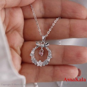 گردنبند پینترستی دخترانه استیل 316 مدل حلقه گل کد GNB16823W