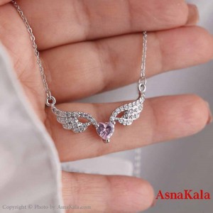 گردنبند پینترستی دخترانه استیل 316 مدل نگین بال فرشته کد GNB16827W